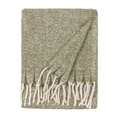 Isla soft woven green tasseled throw