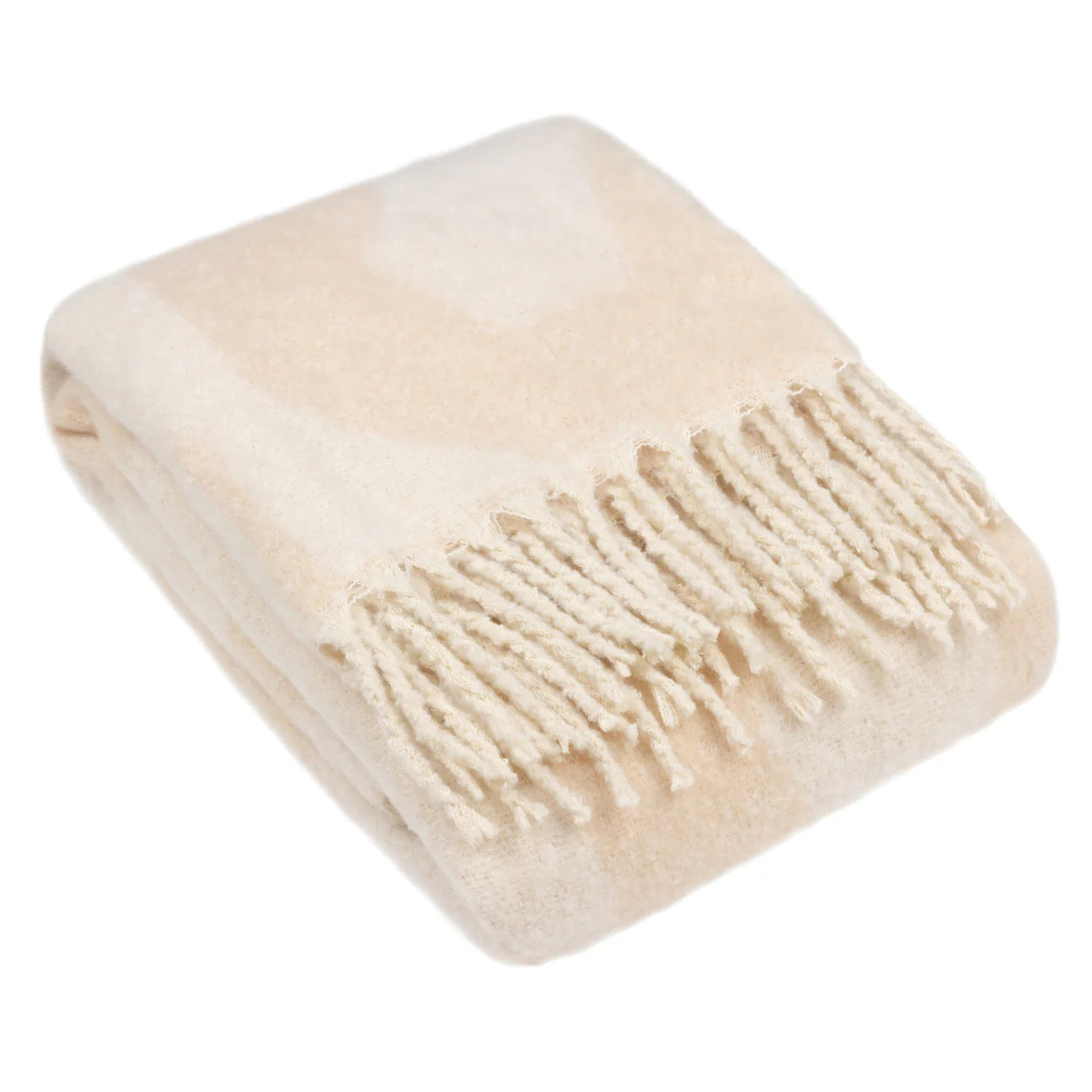 Cream and beige soft woven Tassle throw