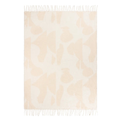Cream and beige soft woven Tassle throw