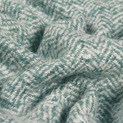 Teal herringbone Tassle throw soft woven