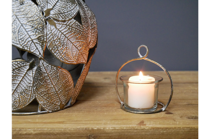 Large Apple Metal Candle Holder Home Decor with Leaf Pattern Design for Stylish Interior Decoration
