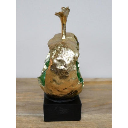 Gold Apple with green crystal detail statue