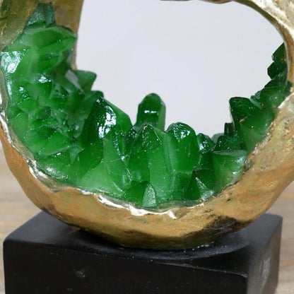 Gold Apple with green crystal detail statue