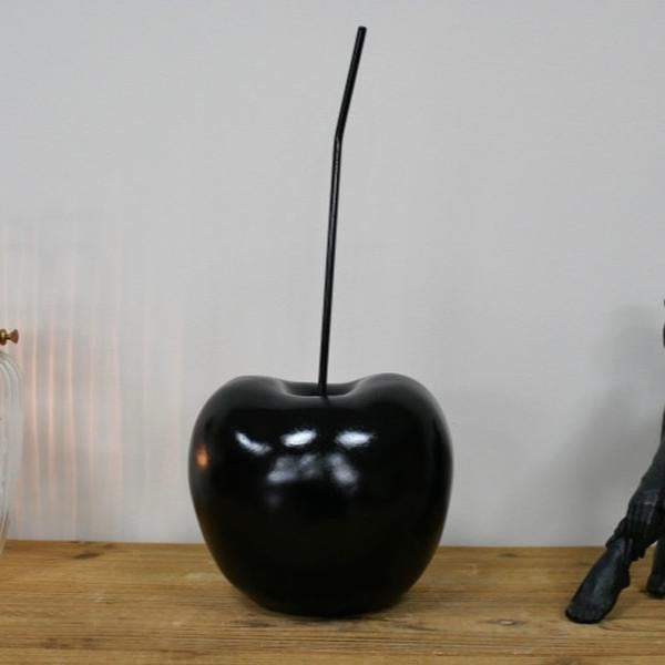 Large Black Cherry Statue - Elegant Resin & Metal Design H: 40cm W: 18cm D: 17cm for Home Office Decor Ornaments