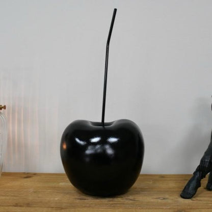 Large Black Cherry Statue - Elegant Resin & Metal Design H: 40cm W: 18cm D: 17cm for Home Office Decor Ornaments