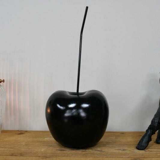 Large Black Cherry Statue - Elegant Resin & Metal Design H: 40cm W: 18cm D: 17cm for Home Office Decor Ornaments