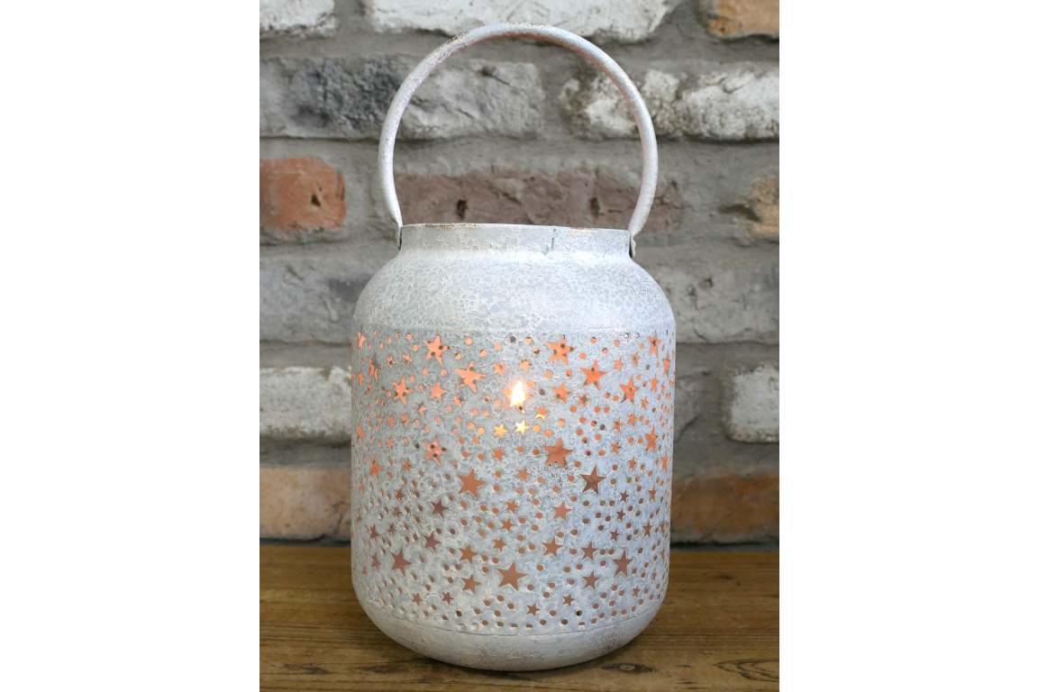 Small star cut out lantern white. Home decor