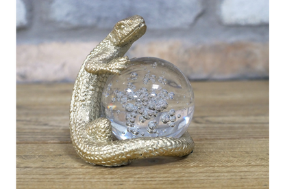 Gold Lizard Glass Orb Ornament styling decor