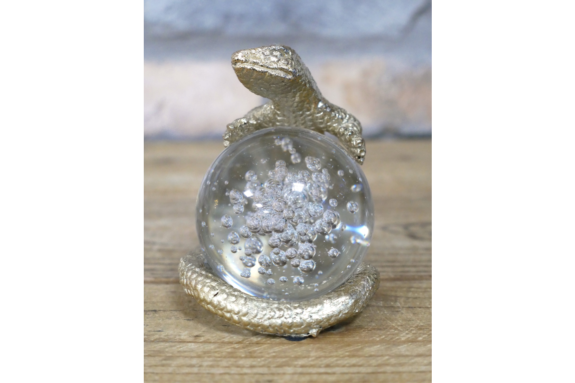 Gold Lizard Glass Orb Ornament styling decor