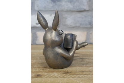 Bronze Reading Rabbit Ornament statue styling decor