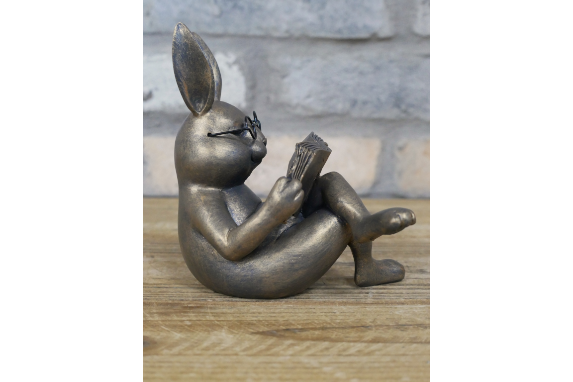 Bronze Reading Rabbit Ornament statue styling decor