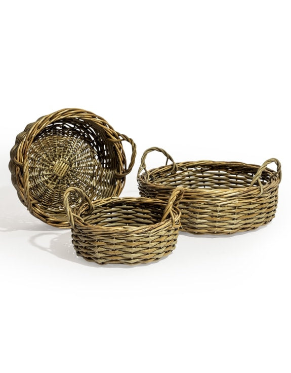 Large Rustic Woven Shallow Storage Basket sold individually