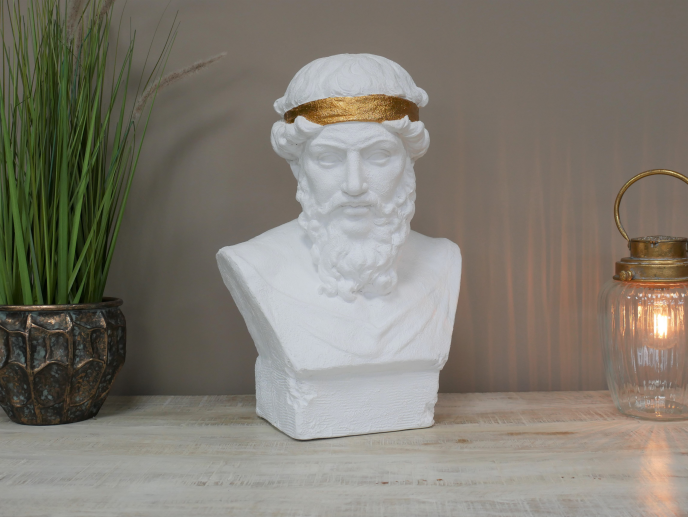 White & Gold Classical Bust Sculpture – 47cm