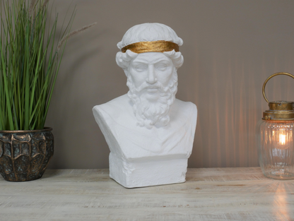 White & Gold Classical Bust Sculpture – 47cm