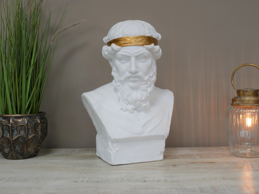 White & Gold Classical Bust Sculpture – 47cm