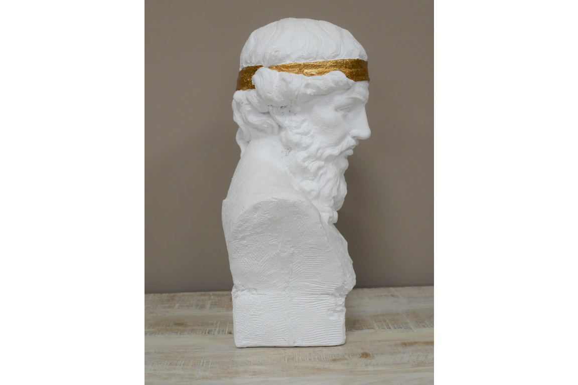 White & Gold Classical Bust Sculpture – 47cm