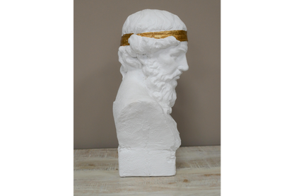 White & Gold Classical Bust Sculpture – 47cm