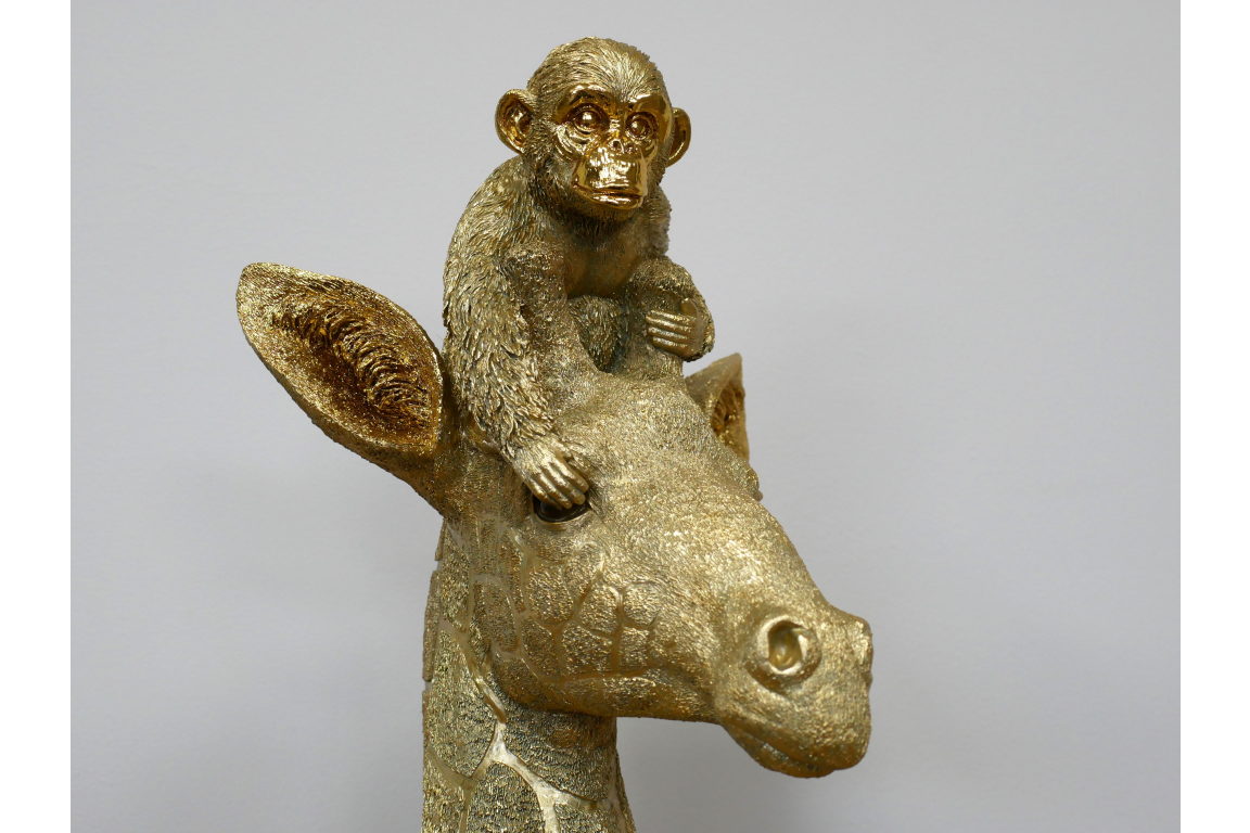 Gold giraffe and monkey decorative statue