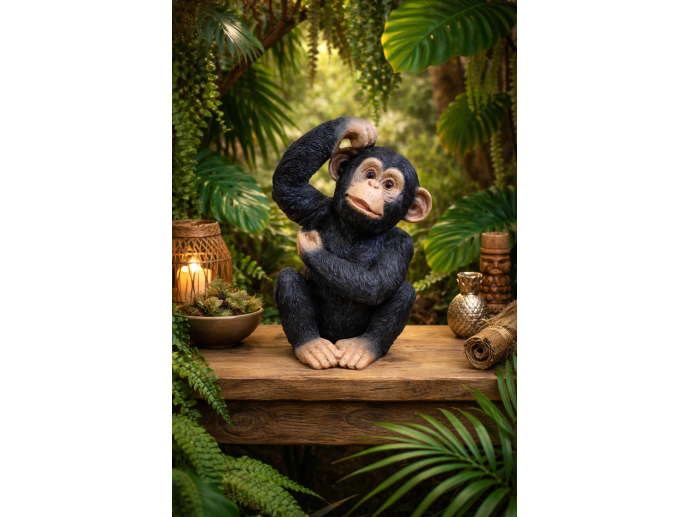 Cheeky Chimp Sitting Ornament 31cm Resin Monkey Statue