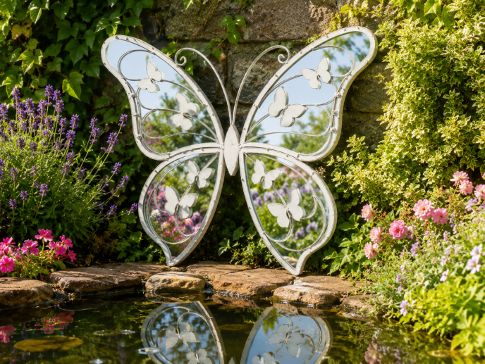 Large Butterfly Mirror Wall Art – Indoor & Outdoor – 90cm