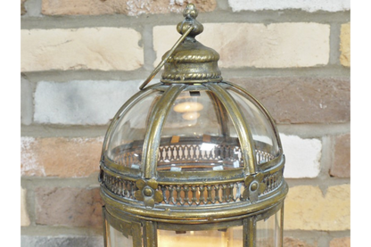 Antique Brass Effect Glass Lantern – 46cm