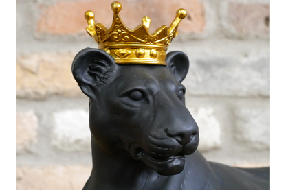 Black Panther with Gold Crown Ornament – 40cm