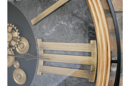 Large Moving Cog Wall Clock – 112cm Industrial Statement Clock