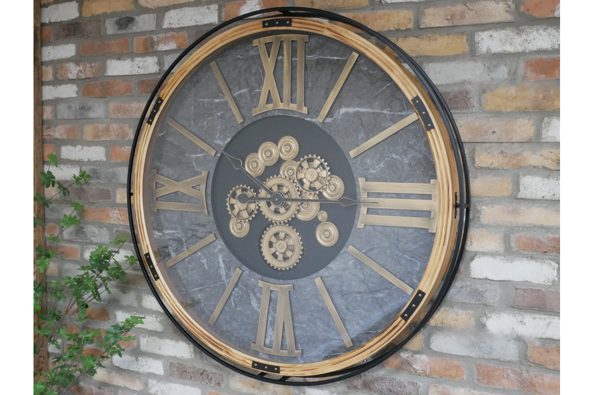 Large Moving Cog Wall Clock – 112cm Industrial Statement Clock