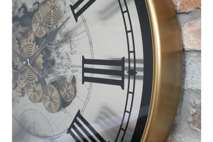 Moving Cog World Map Wall Clock – 80cm Large Statement Clock