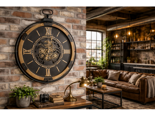 Large Moving Cog Wall Clock – 88cm Industrial Statement Clock