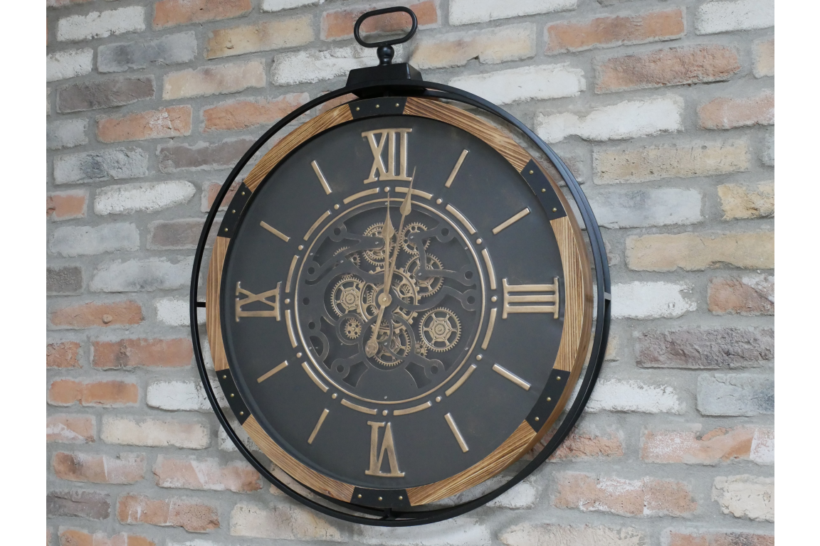 Large Moving Cog Wall Clock – 88cm Industrial Statement Clock