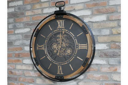 Large Moving Cog Wall Clock – 88cm Industrial Statement Clock