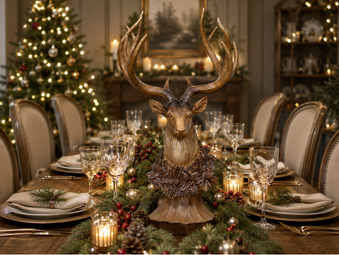 Large Majestic stag bust statue