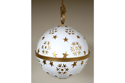 Set of 3 White & Gold Decorative Christmas Bell Ornaments