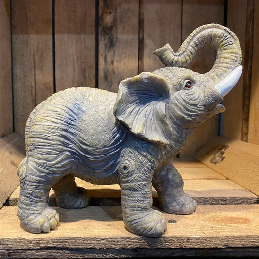 Small tusk up elephant statue