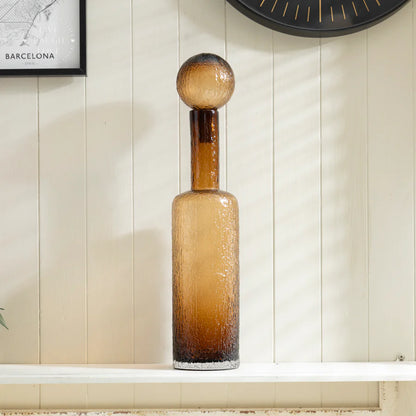 Galea large textured base in amber glass