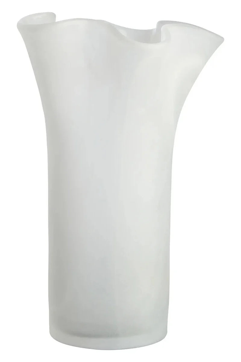 Galene Fluted white Glass Vase