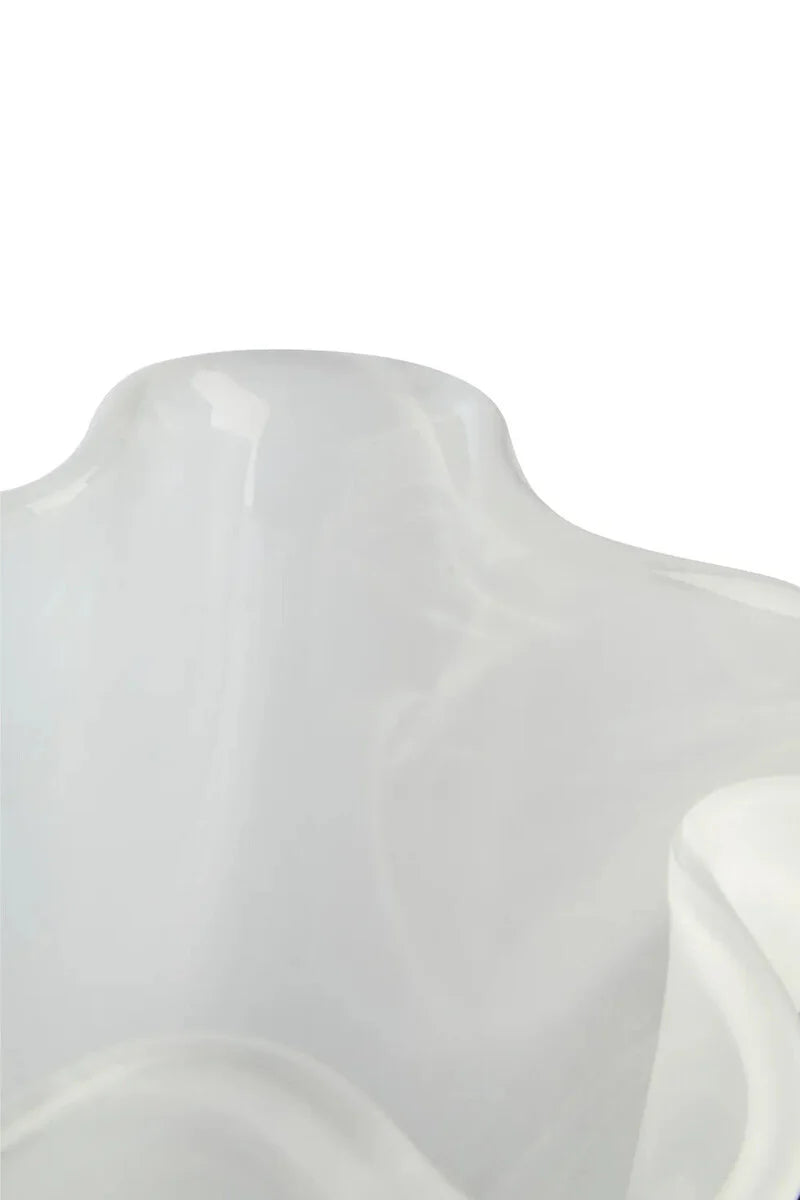Galene Fluted white Glass Vase
