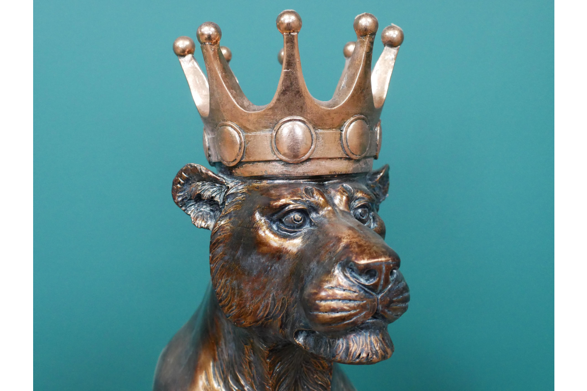 Crowned Panther Statue – Bronze Effect Resin Ornament – 51cm