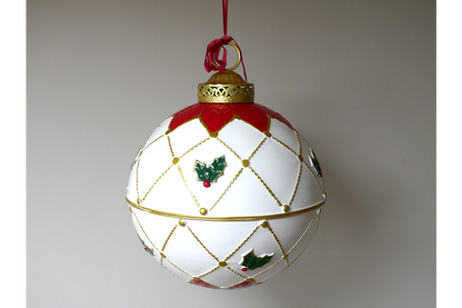 Large White & Gold Hanging Christmas Bauble Decoration – 50cm