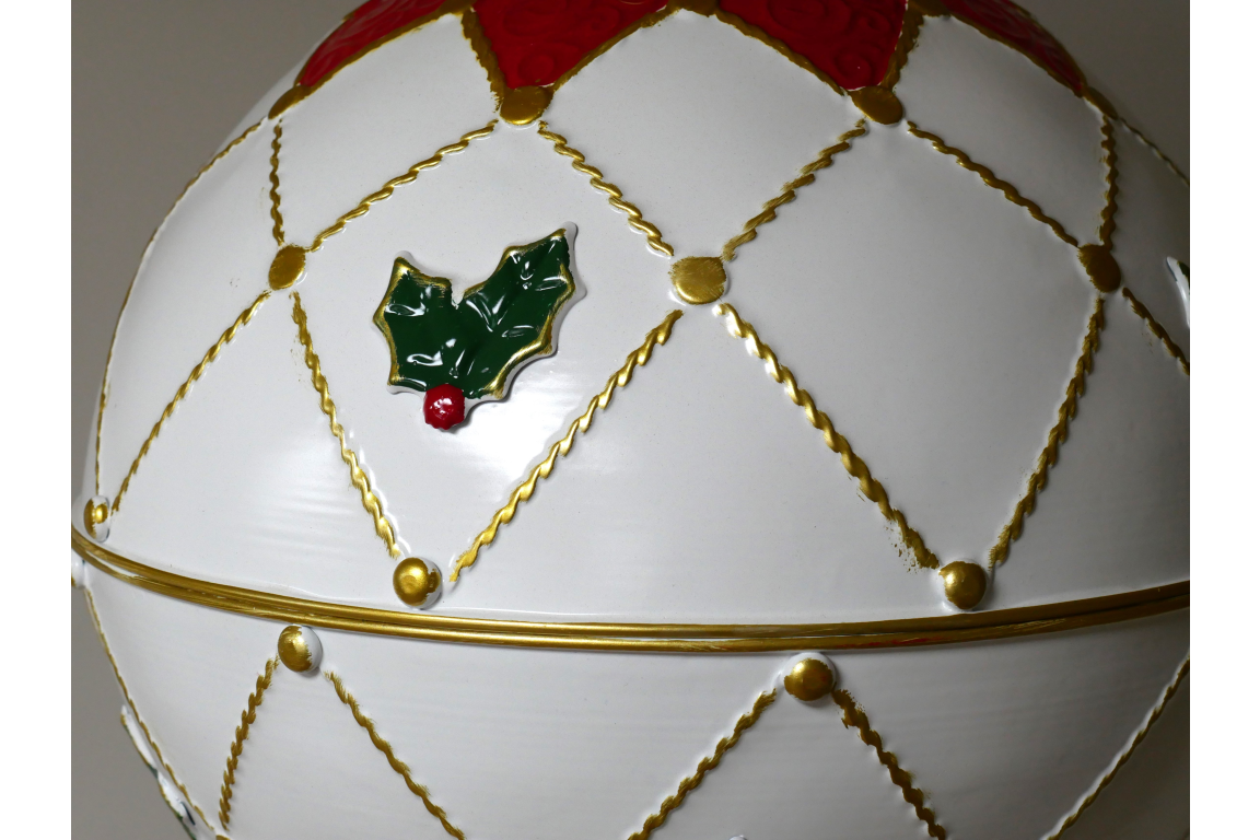 Large White & Gold Hanging Christmas Bauble Decoration – 50cm
