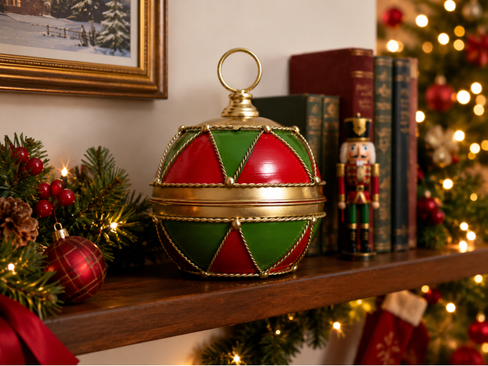 Traditional Red & Green Decorative Christmas Bauble Ornament