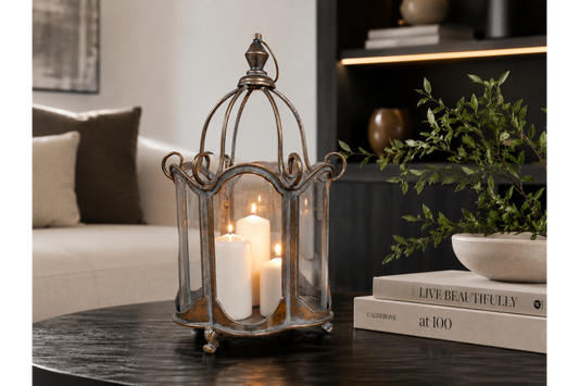 Vintage Metal & Glass Lantern