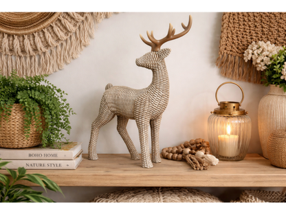 Standing woven effect stag statue