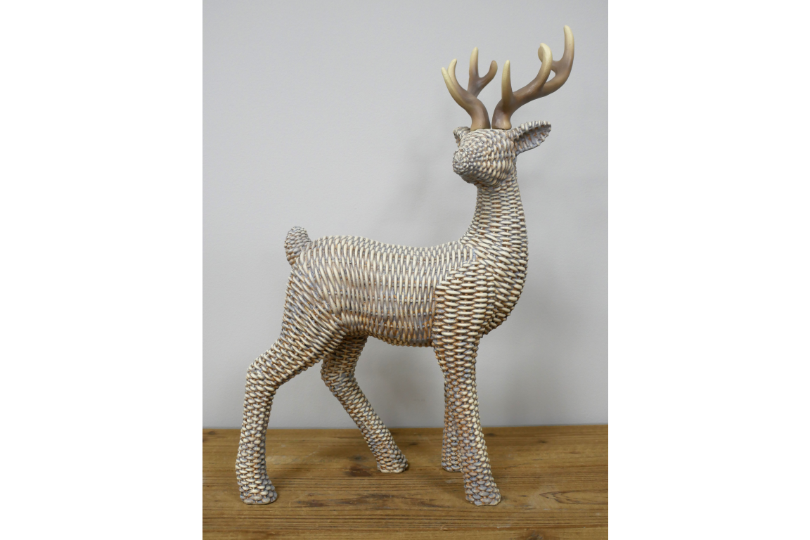 Standing woven effect stag statue