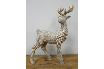 Standing woven effect stag statue