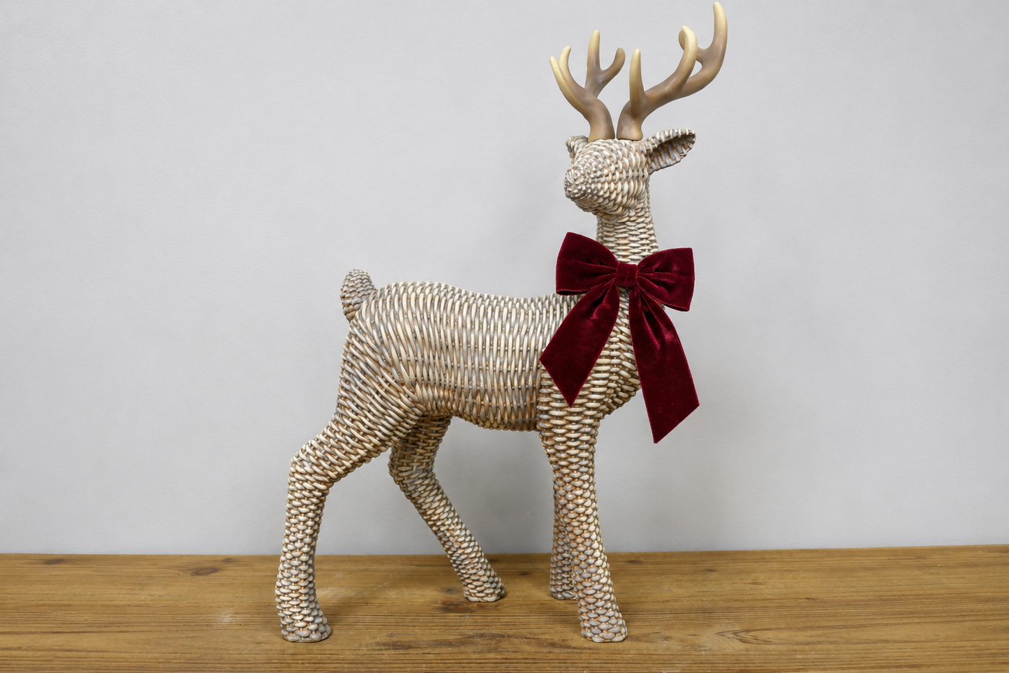 Standing woven effect stag statue