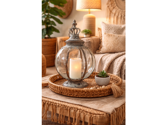 Vintage Gold Crown Lantern – 38cm