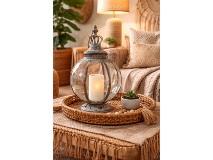 Vintage Gold Crown Lantern – 38cm