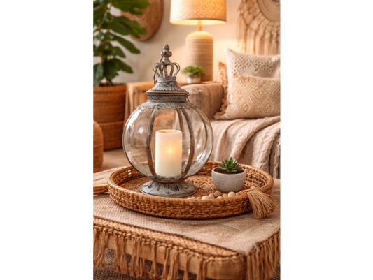 Vintage Gold Crown Lantern – 38cm